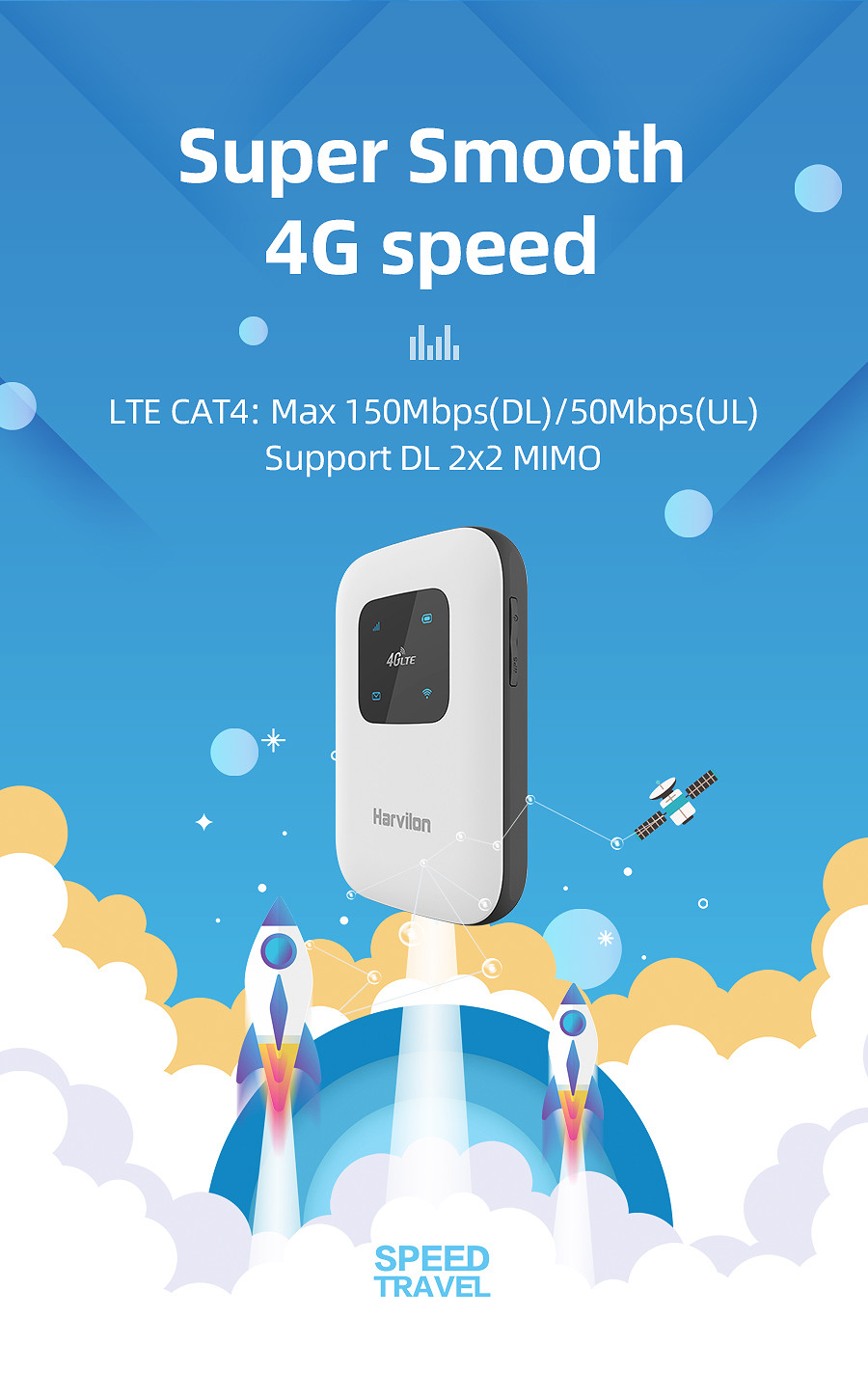 Wireless Portable 4g MiFi Router CAT4 150Mbps support B12/B17/B28